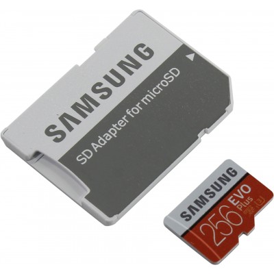 Карта памяти 256GB Samsung Evo Plus MicroSDXC Class 10 USH-I (U3) + SD-адаптер (MB-MC256GA/RU)