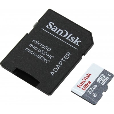 Карта памяти 32GB SanDisk Ultra MicroSDHC Class 10 UHS-I + SD адаптер (SDSQUNS-032G-GN3MA)
