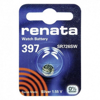 Элемент питания (батарейка/таблетка) Renata 397 [оксид-серебряная, SR726SW, SR726, SR59, 1.55 В]