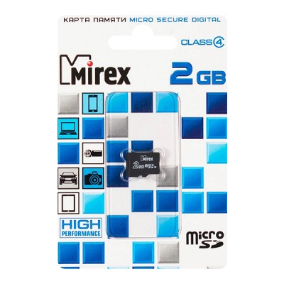 Карта памяти 2GB Mirex MicroSDHC Class 4 (13612-MCROSD02)