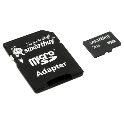 Карта памяти 2GB SmartBuy MicroSDHC + SD адаптер (SB2GBSD-01)