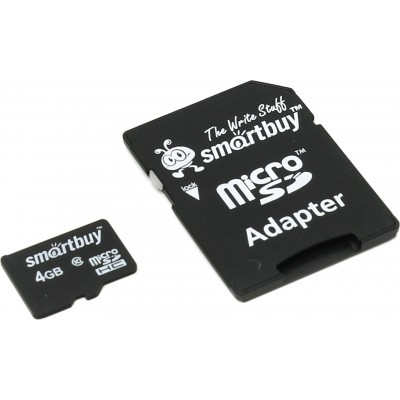Карта памяти 4GB Smartbuy MicroSDHC Class 10 + SD адаптер (SB4GBSDCL10-01)