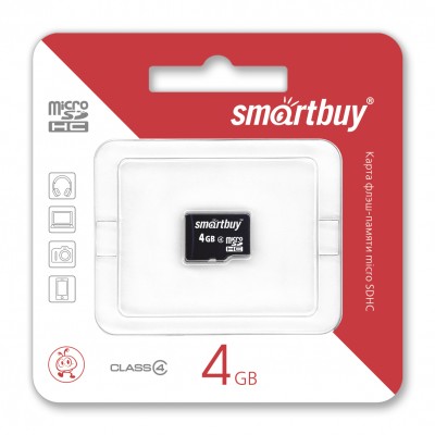 Карта памяти 4GB Smartbuy MicroSDHC Class 4 (SB4GBSDCL4-00)