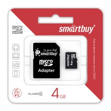 Карта памяти 4GB Smartbuy Class 4 + SD адаптер (SB4GBSDCL4-01)