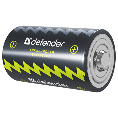 Батарейка алкалиновая Defender LR20-2B D, в блистере 2 шт