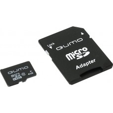 Карта памяти 4GB Qumo Class 10 + SD адаптер (QM4GMICSDHC10)