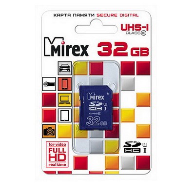 Карта памяти 32GB Mirex SDHC Class 10 UHS-I (13611-SD1UHS32)