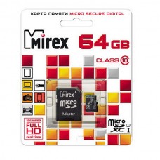 Карта памяти 64GB Mirex Class 10 (UHS-I) + SD адаптер (13613-AD10SD64)