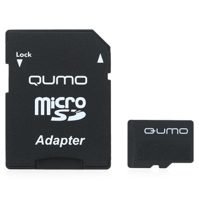 Карта памяти 8GB Qumo Class 4 + SD адаптер (QM8GMICSDHC4)
