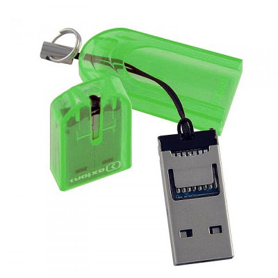 Картридер MicroSD USB 2.0 Oxion, зеленый OCR012GR
