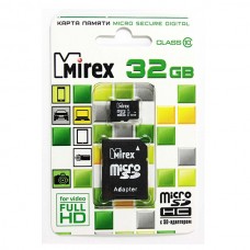 Карта памяти 32GB Mirex Class 10 + SD адаптер (13613-AD10SD32)