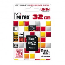 Карта памяти 32GB Mirex MicroSDHC Class 10 UHS-I (U1) + SD адаптер (13613-ADSUHS32)