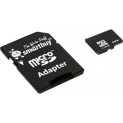 Карта памяти 8GB Smartbuy MicroSDHC Class 4 + SD адаптер (SB8GBSDCL4-01)