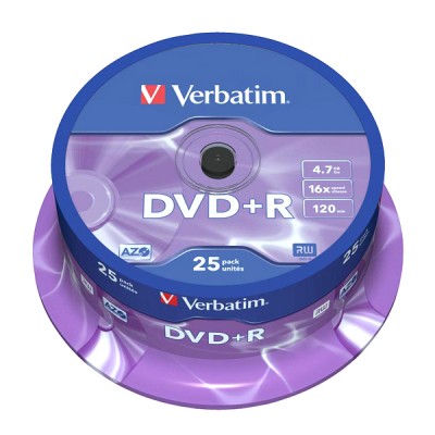 Диск DVD+R Verbatim 4.7Gb 16x Cake Box (43500) купить с доставкой по РФ