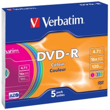 Диск Verbatim DVD-R 4.7Gb 16x Slim Color (43557)