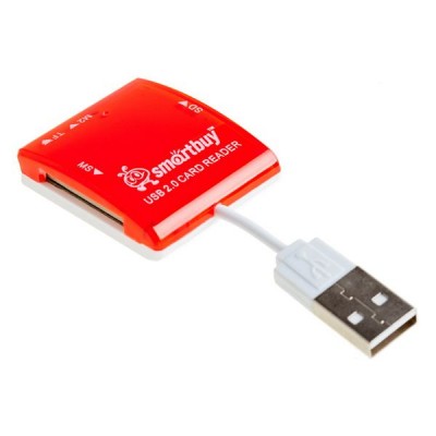 Картридер Smartbuy USB 2.0, красный (SBR-713-R)