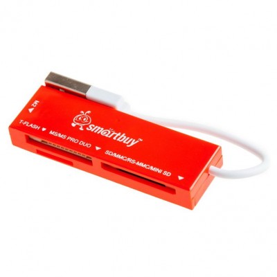 Картридер Smartbuy USB 2.0, красный (SBR-717-R)