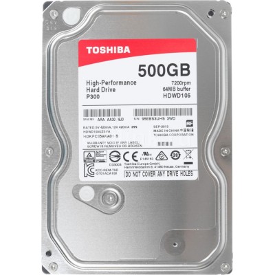 Внутренний жесткий диск 500GB Toshiba P300 3.5", SATA III (HDWD105UZSVA)