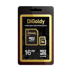 Карта памяти 16GB DiGoldy MicroSDHC Class 10 + SD адаптер (DG016GCSDHC10-AD)