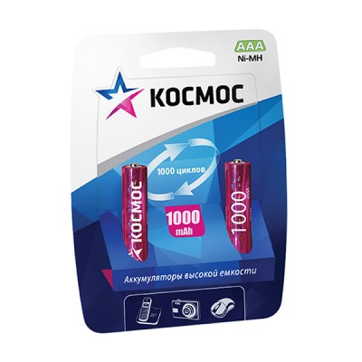 Аккумулятор Космос AAA (R03) BL2 1000 mAh