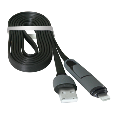 Кабель USB Defender USB10-03BP черный, MicroUSB+Lightning,1м
