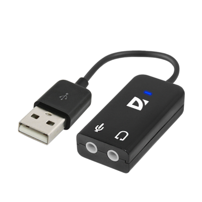 Внешний USB адаптер-звуковая карта Defender Audio USB USB - 2х3,5 мм jack, 0.1 м