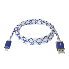 Кабель USB Defender ACH03-03LT голубой, LED, USB-Lightning 1м
