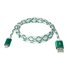 Кабель USB Defender USB08-03LT USB2.0 зеленый, LED, AM-MicroBM, 1м