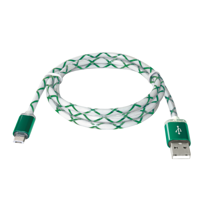 Кабель USB Defender USB08-03LT USB2.0 зеленый, LED, AM-MicroBM, 1м