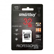 Карта памяти 32GB Smartbuy MicroSDHC Class 10 UHS-I (U3) + SD адаптер (SB32GBSDCL10U3-01)