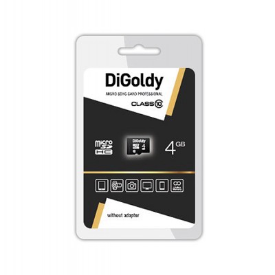 Карта памяти 4GB DiGoldy MicroSDHC Class 10 (DG004GCSDHC10-W/A-AD)