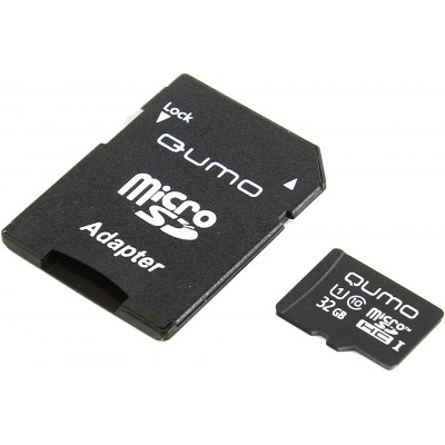Карта памяти 32GB Qumo Class 10 UHS-I + SD адаптер (QM32GMICSDHC10U1)