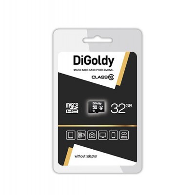Карта памяти 32GB DiGoldy MicroSDHC Class 10 (DG0032GCSDHC10-W/A-AD)