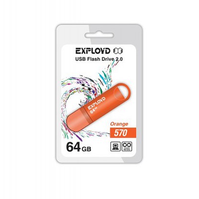 Флеш-накопитель USB 64GB Exployd 570 оранжевый (EX-64GB-570-Orange)