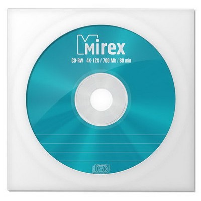 Диск Mirex CD-RW 700MB 4x-12x конверт (UL121002A8C)
