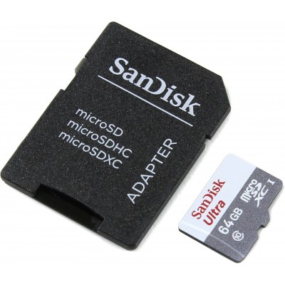 Карта памяти 64GB SanDisk Ultra MicroSDXC Class 10 UHS-I + SD-адаптер (SDSQUNS-064G-GN6TA)