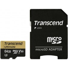 Карта памяти 64GB Transcend Ultimate MicroSDXC Class 10 UHS-I + SD-адаптер (TS64GUSDU3M)