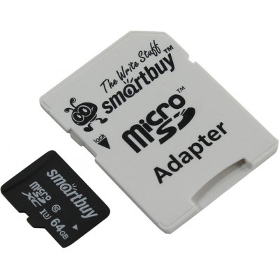 Карта памяти 64GB Smartbuy MicroSDXC Class 10 UHS-I + SD-адаптер (SB64GBSDCL10U3-01)