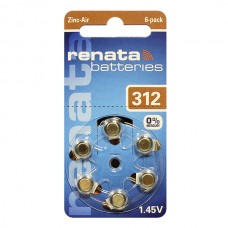 Элемент питания (батарейка/таблетка) Renata ZA312 для слуховых аппаратов [воздушно-цинковая, PR41, AC312, DA312, 1.45 В]