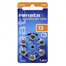 Элемент питания (батарейка/таблетка) Renata ZA13 для слуховых аппаратов [воздушно-цинковая, PR48, AC13, DA13, 1.45 В]