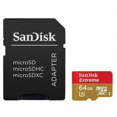 Карта памяти 64GB SanDisk Extreme MicroSDXC Class 10 UHS-I (U3) + SD адаптер (SDSQXNE-064G-GN6MA)