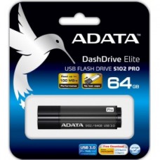 Флеш накопитель 64GB A-DATA S102 PRO, USB 3.0, Серый алюминий (Read 600X)(AS102P-64G-RGY) 