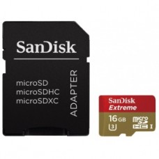 Карта памяти 16GB SanDisk Extreme MicroSDHC Class 10 UHS-I + SD адаптер (SDSDQXN-016G-G46A)
