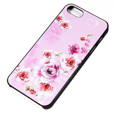 Чехол накладка Mobile Case для iPhone 5 / 5S розовый с цветами