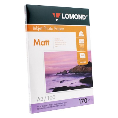 Фотобумага матовая двухсторонняя Lomond 170 г/м2, A3, 100 л (0102012)