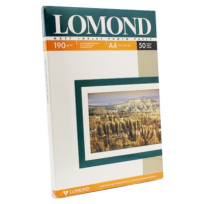 Фотобумага матовая двухсторонняя Lomond 190 г/м2, A4, 50 л (0102015)