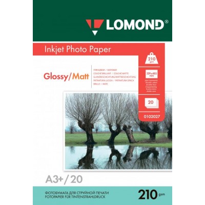 Фотобумага двухсторонняя глянцевая/матовая Lomond 210 г/м2, A3+, 20 л (0102027)