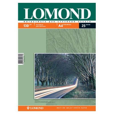 Фотобумага матовая двухсторонняя Lomond 130 г/м2, A4, 25 л (0102039)