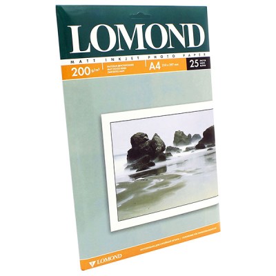 Фотобумага матовая двухсторонняя Lomond 200 г/м2, A4, 25 л (0102052)