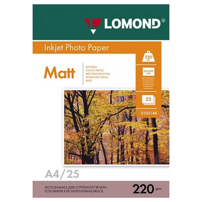 Фотобумага двухсторонняя матовая Lomond 220 г/м2, A4, 25 л (0102148)